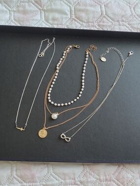 Claire's Gold and Silver Layered Pearl Coin Necklace Set